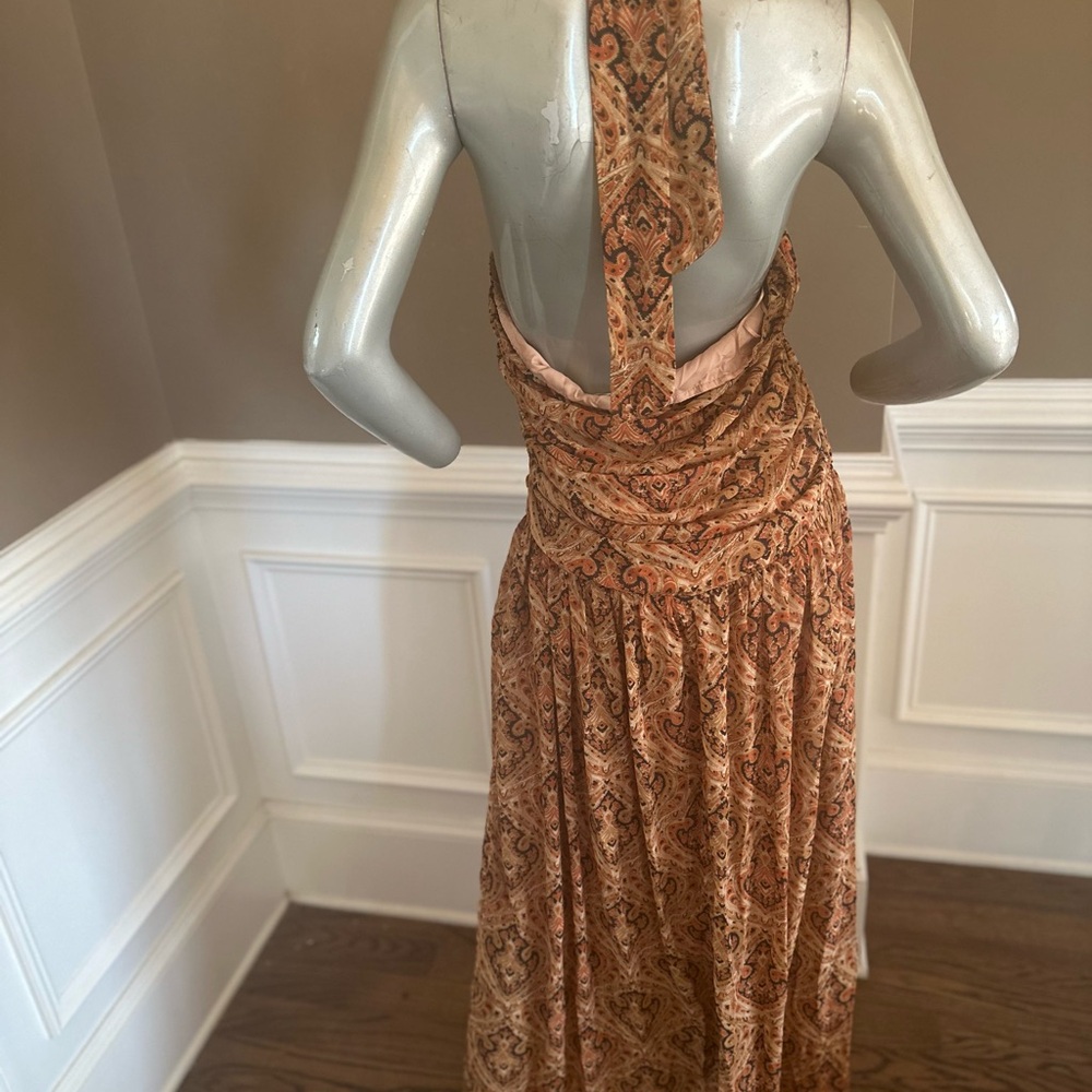 NWT FASHION NOVA Paisely Cut Out Maxi Dress Orange/Brown Halter Maxi Dress Sz XL - Picture 6 of 6